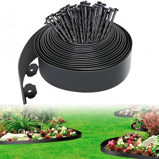 4 in Tall Landscape Edging, 60FT Plastic Garden Border Edging with 90 Anchoring Spikes, Landscape
