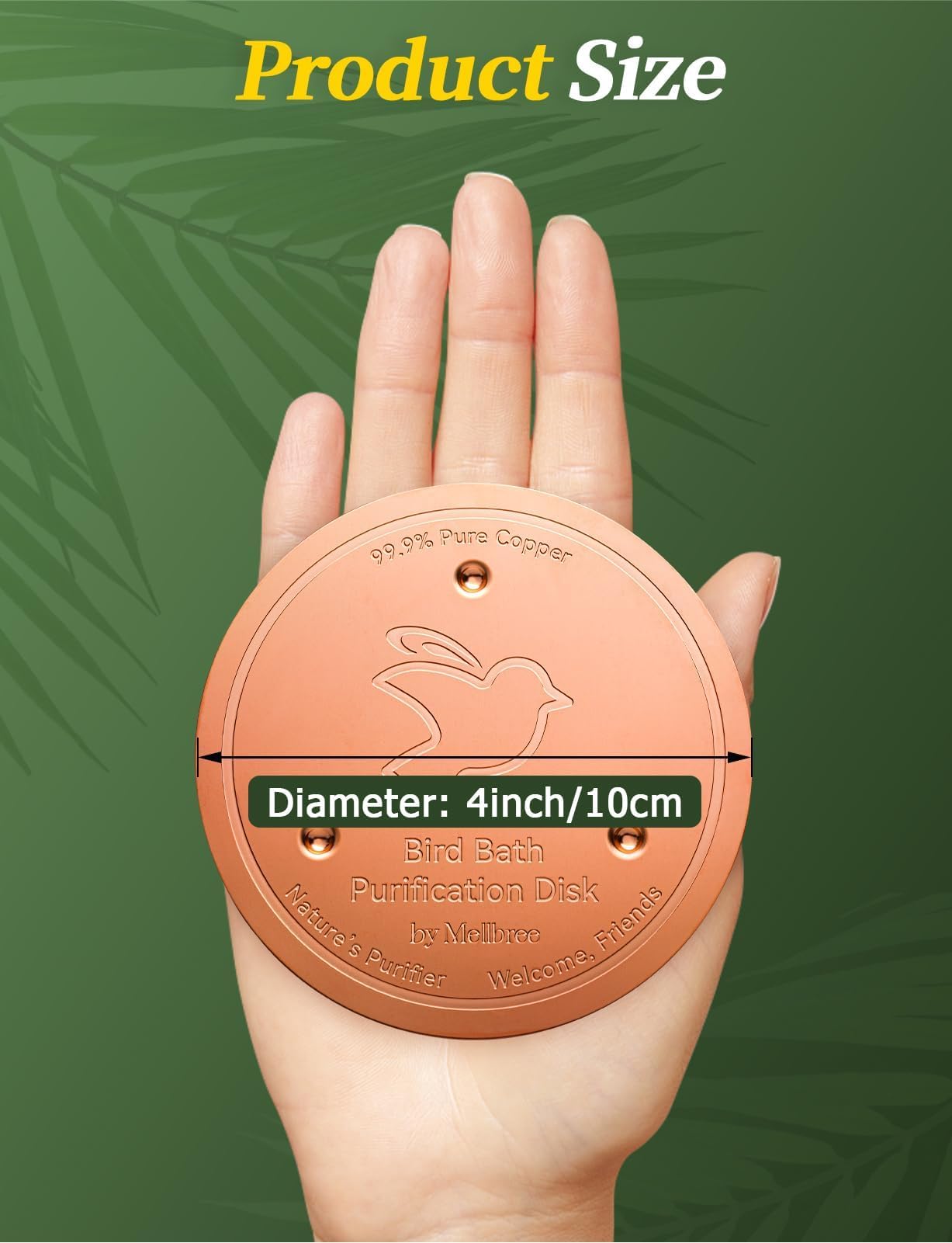 Mellbree Bird Bath Copper Disc, 0.6mm Reinforced 99.99% Pure Copper Cleaning Disk for Physical Safe
