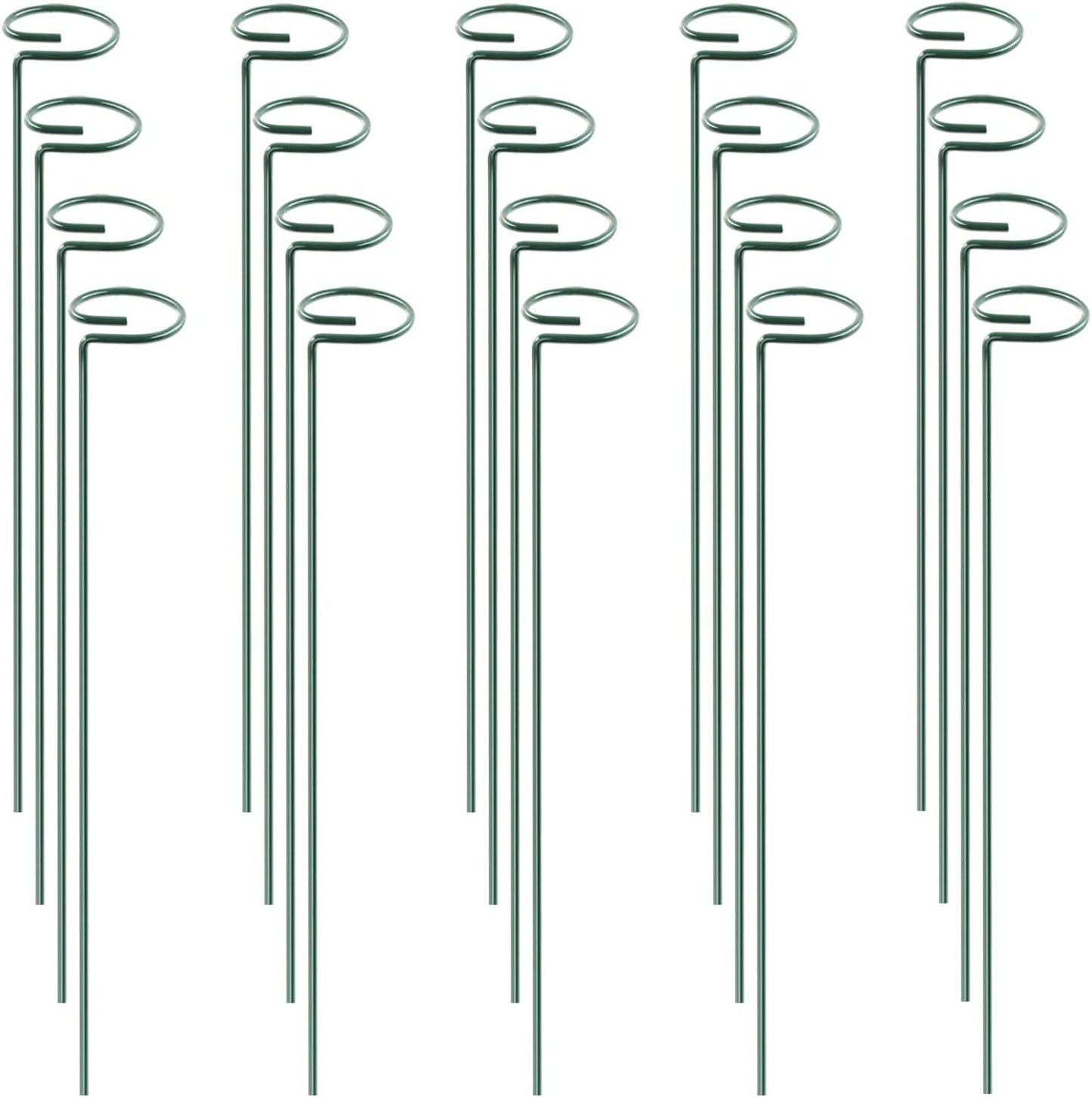 HiGift 20 Pack 24 Inch Plant Support Stakes, Single Stem Flower Support Stakes and Rings for The Garden, Metal Garden Stakes for Tall Plant Vegetables Amaryllis Orchid Lily Sunflower Rose Narcissus