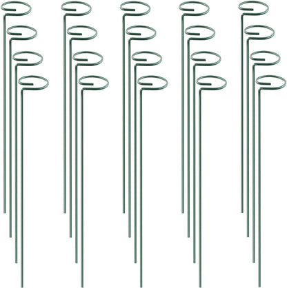 HiGift 20 Pack 24 Inch Plant Support Stakes, Single Stem Flower Support Stakes and Rings for The Garden, Metal Garden Stakes for Tall Plant Vegetables Amaryllis Orchid Lily Sunflower Rose Narcissus