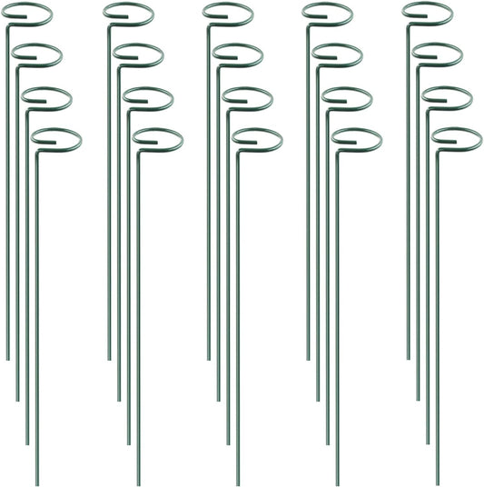 HiGift 20 Pack 24 Inch Plant Support Stakes, Single Stem Flower Support Stakes and Rings for The Garden, Metal Garden Stakes for Tall Plant Vegetables Amaryllis Orchid Lily Sunflower Rose Narcissus
