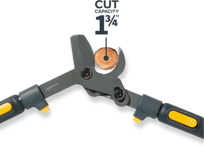 Woodland Tools Heavy Duty Extendable Lopper – 25 to 37 Inch Telescoping Branch Cutter with Lever-Action Bypass Blade – Manual Tree Limb Cutter for Thick Branches and Overhead Trimming