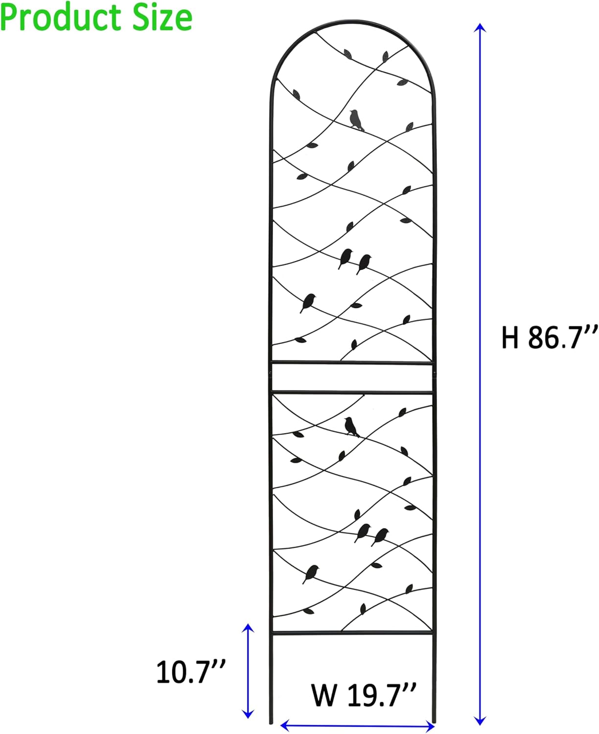 Metal Garden Trellis Rustproof Trellis for Climbing Plants Outdoor Flower Support Bird Deco (Black-4 Pack, 86.7"x19.7")
