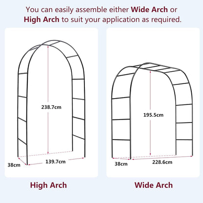 Garden Arch Trellis Metal Garden Arbor for Various Climbing Plant, Wedding Arches for Ceremony Decoration Outdoor Lawn Backyard, 7'8" H x 4'5" W, Dark Green