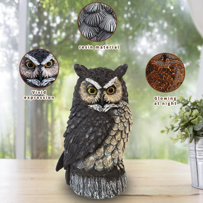Solar Powered Owl Garden Statue Outdoor Decoration with Solar Lights Sculpture for Porch Patio Lawn and Yard Decoration Christmas Housewarming Gift for Mom