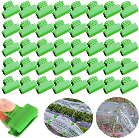 40pcs Garden Hoops for Netting, Greenhouse Clamps, Film Row Cover Netting Tunnel Hoop Clip Frame Shading Net Rod Clip for Fixing Season Plant Shed Cover Replacement, Green (11mm)