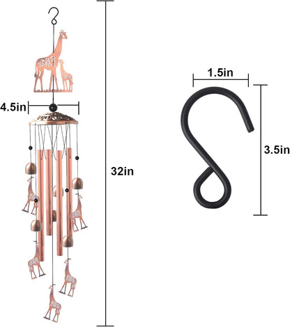 Giraffe Copper Wind chimesoutdoor, Gifts for All Father Husband Stepdad mom Grandma Aunt Daughte Friend dad, Mother Birthday Gift, Women Gardening Gifts,Windchime Outside, Perfect for Patio, Garden