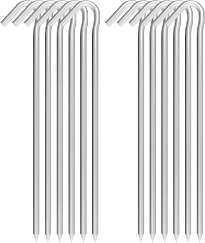 9 Inch Tent Stake Yard Inflatable Stakes Metal Tent Pegs Heavy Duty Ground Stake Fence Hooks Camping Spikes for Canopies, Tarp and Outdoor Christmas Decorations (12)
