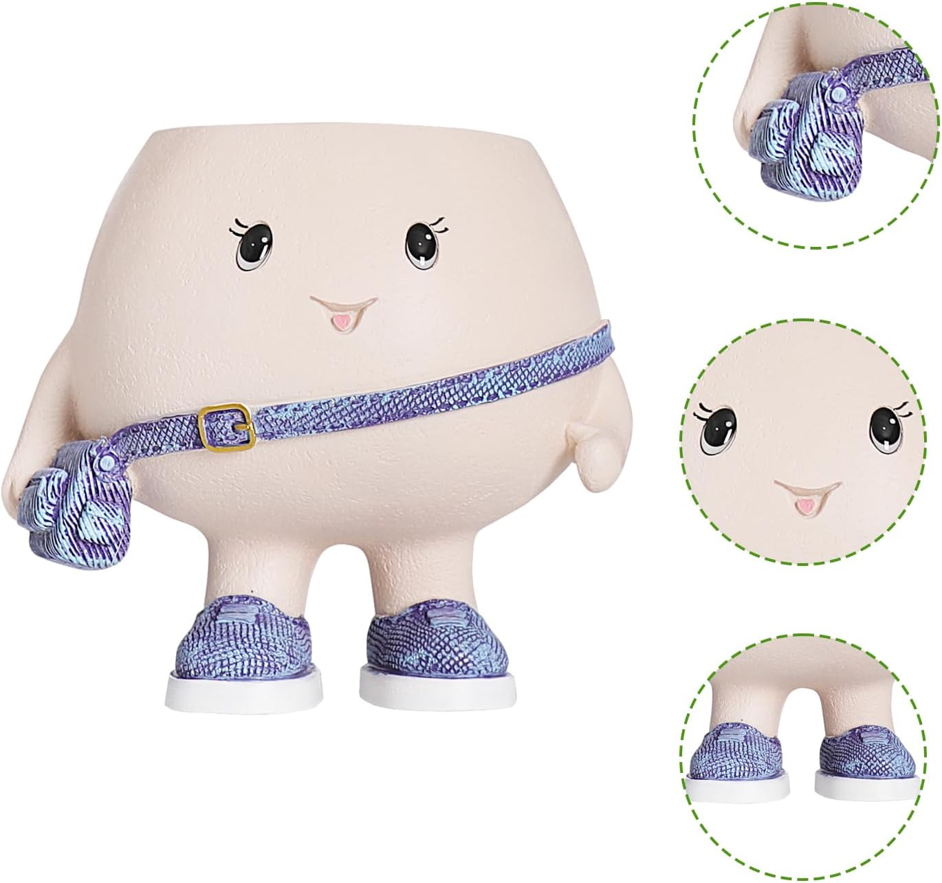 Smily Face Planter Pot with Cute Bag Resin Head Planters for String of Pearls Plant Live Unique Succulent Pots with Drainage Hole for Indoor Outdoor Plants Gift IdeaI for Mother Day