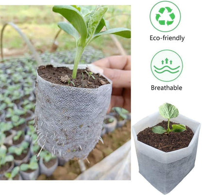 100Pcs Nursery Growing Bags，5.8"x5"nonwoven Fabric Seedlings Grow Bag for Plants，Fabric Plant pots,Potato, Flower, Tomato Solid Seed Starter Bags