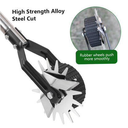 Edger Lawn Tool 53.2 Inch Manual Grass Edger with 3 Sections Stainless Steel Handle and Wheel, Rotary Garden Edging Tool for Landscaping, Sidewalk, Yard