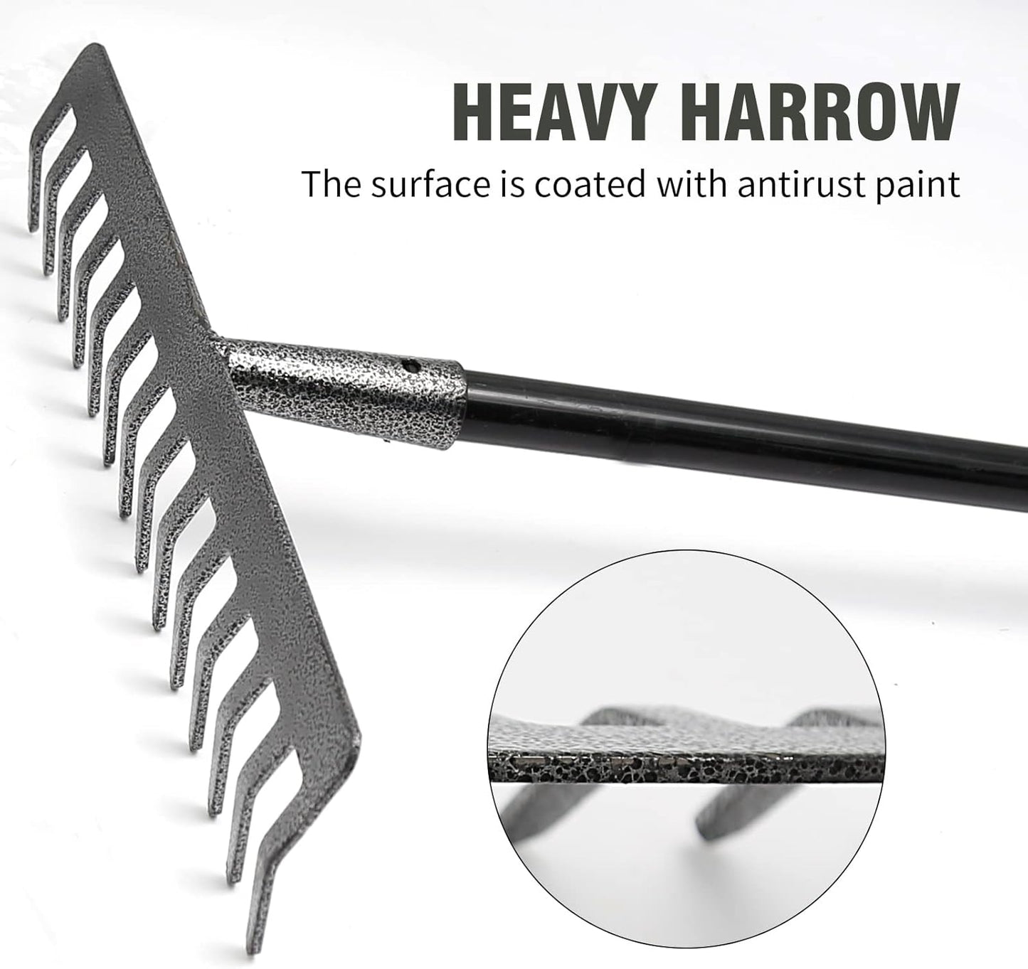 Rake Head Replacement, Heavy Duty Metal Rakes for Lawns, Rake Head Only Without Handle for DIY Gardening Tool. (14-Tines 0.9Lb)