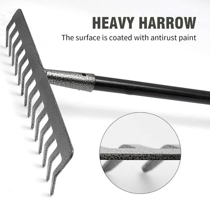Rake Head Replacement, Heavy Duty Metal Rakes for Lawns, Rake Head Only Without Handle for DIY Gardening Tool. (14-Tines 0.9Lb)