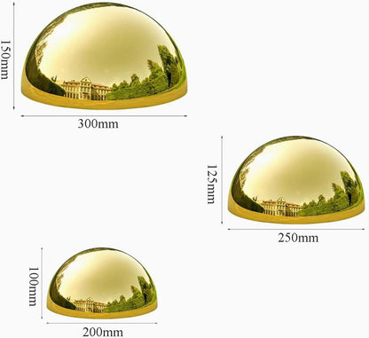 3PCS Decorative Gold Half Gazing Ball, Stainless Steel Mirror Globe, Hollow Polished Reflective Smooth Garden Sphere, Garden Dome Ornament