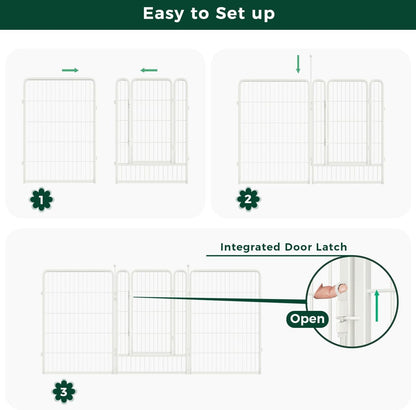 FXW Garden Fence Outdoor for The Yard – 40in(H) x 36.4ft(L) Heavy Duty Metal Animal Barrier for Dog and Rabbit, Decorative Dog Fence, 16 Panels, White