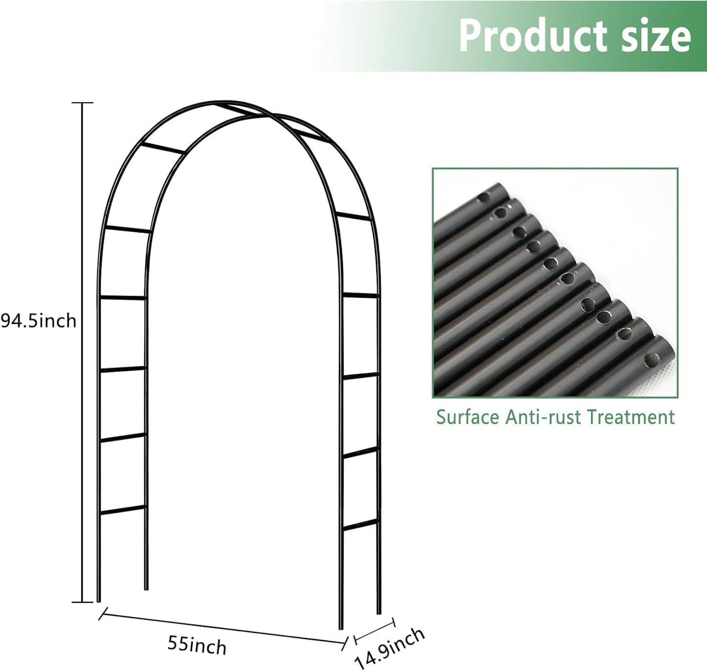 7.9 Ft H x 4.6 Ft W 2 Pack Metal Pergola Arbor,Assemble Freely 3 Sizes,for Various Climbing Plant Wedding Garden Arch