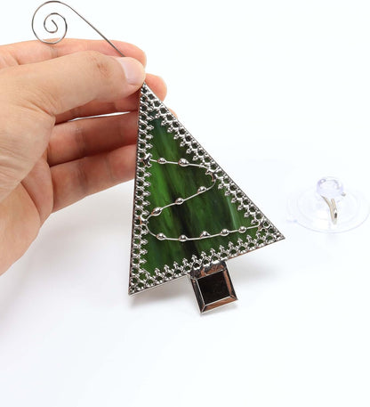 Bieye W10101 4PCS Tiffany Style Stained Glass Window Hangings for Home Decor (Christmas Tree)