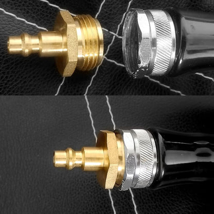 RV 1/4" Quick Connector to 3/4" GHT Garden Hose Adapter - Brass (Male + Female), Winter Freeze Protection & Water Drain for Camping RV, Boat, Hose Blow-Out Plugs