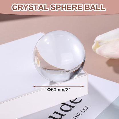 uxcell 50mm/2" Crystal Sphere Ball Glass Solid Decorative Sphere Crystal Ball Prop Ornament for Feng Shui Divination Fortune Telling Tabletop Fountain Decoration, Clear