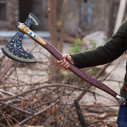 WAZIR Crafts 35" Handmade Kratos Viking Axe, God of War, Viking Axe, Cosplay Axe, Cosplay Armor, Cosplay Weapon, Prop, Replica, Kratos Weapon, (WCA-026)