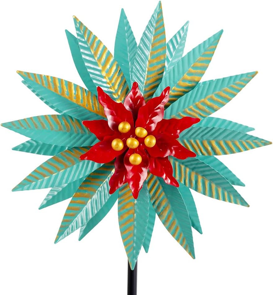 Christmas Wind Spinners Outdoor,57.9 Inches Metal Wind Spinners for Yard and Garden Xmas Windmill for Patio,Lawn & Yard