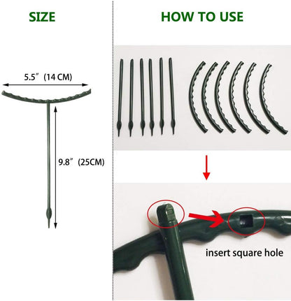 Belit 8 Pack Small Plant Support Plant Stakes, Garden Flowers Green Plant Support Ring, Planter Support Ring for Schlumbergera, Clivia, Vegetables, 5.5" Wide x 9.8" High
