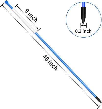 Driveway Markers Snow Stakes 48 inch Blue Plow Stakes Reflective Fiberglass, Pack of 100 for Parking Lots, Walkways