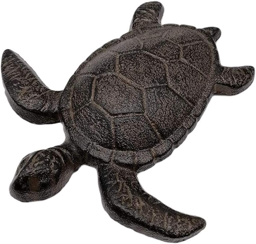 Comfy Hour Antique and Vintage Ocean Collection Cast Iron Ocean Turtle Figurine, Indoor Outdoor Garden Decor, Brown