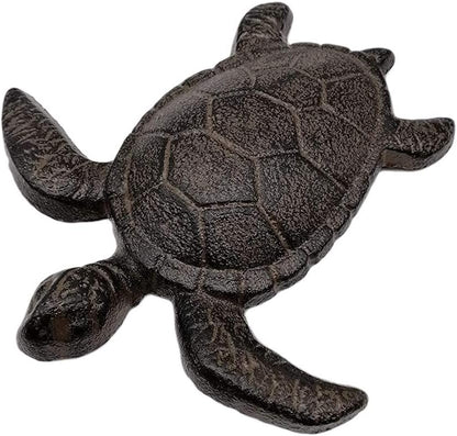 Comfy Hour Antique and Vintage Ocean Collection Cast Iron Ocean Turtle Figurine, Indoor Outdoor Garden Decor, Brown