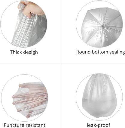 4 Gallon 300 Counts Strong Trash Bags Garbage Bags by Teivio, Bathroom Trash Can Bin Liners, Small Plastic Bags for home office kitchen (Grey)