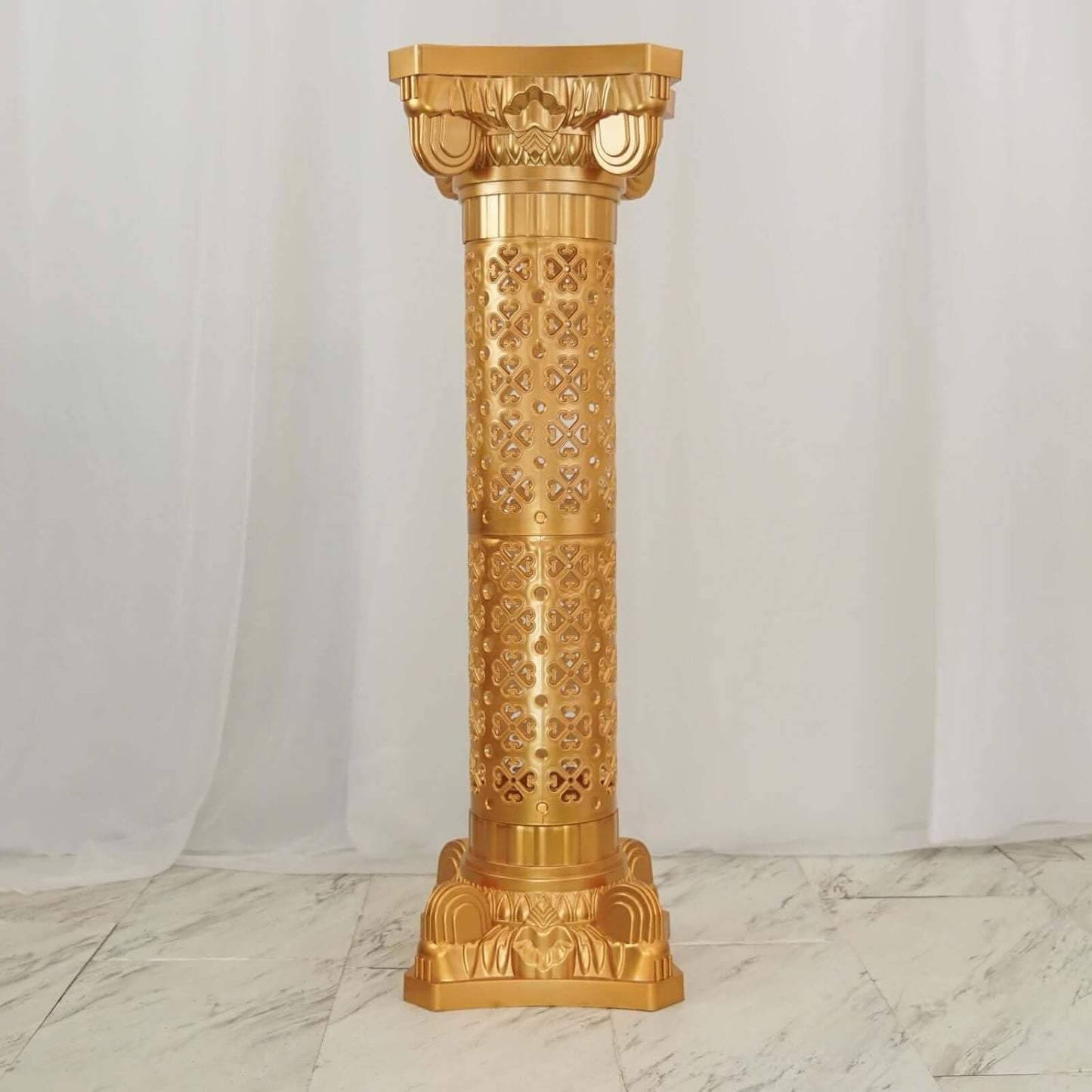 Efavormart 4 Pack | Gold Crafted Venetian Inspired Pedestal Stand | Plant Pillar - 40" Tall PVC