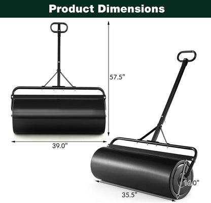 IRONMAX Lawn Roller, 30 Gallons/113 L Manual & Tow-Behind Steel Sod Roller w/Push Pull Handle, Lawn Rollers Tow Behind Water Filled for Yard, Park, Garden, Ball Field (30 Gallons, Black)