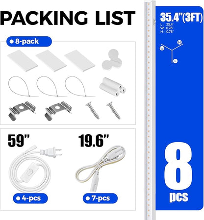 Barrina T5 Grow Light, Full Spectrum LED Grow Lights for Indoor Plants, 3ft 128W (8 x 16W, 800W Equivalent) Plant Light, Grow Lights for Seed Starting, Plug and Play, Pinkish White, 8-Pack