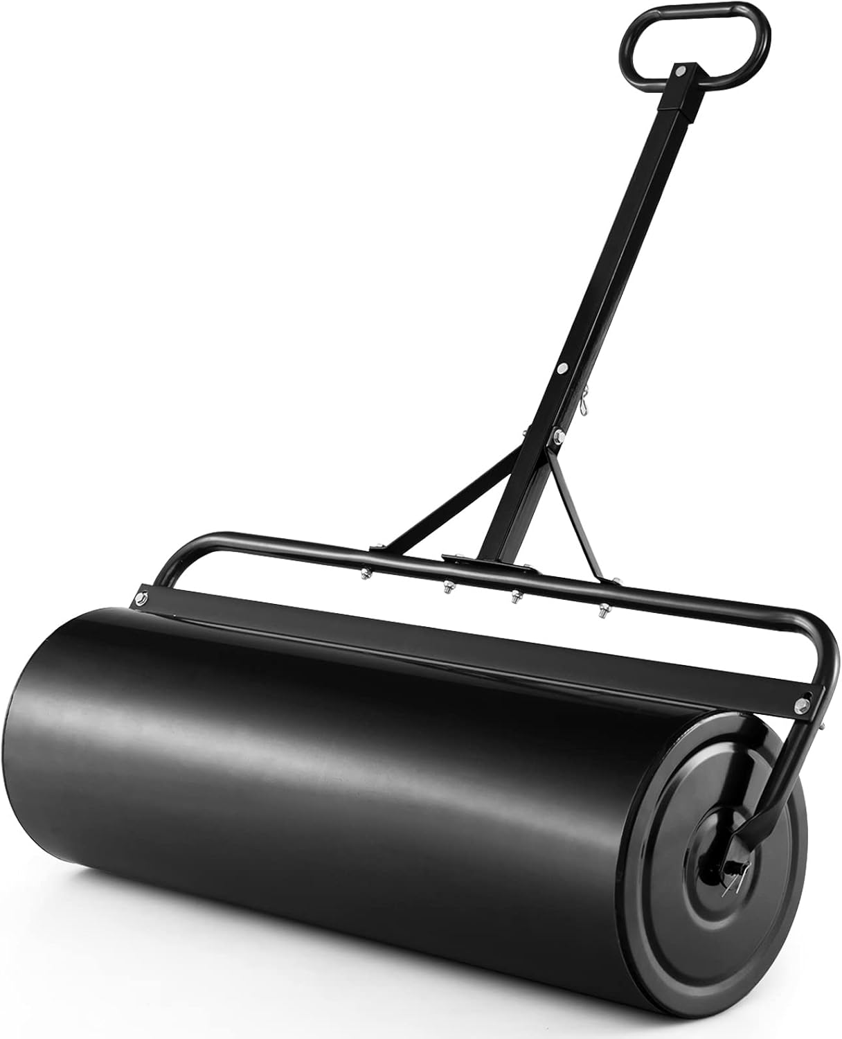 IRONMAX Lawn Roller, 30 Gallons/113 L Manual & Tow-Behind Steel Sod Roller w/Push Pull Handle, Lawn Rollers Tow Behind Water Filled for Yard, Park, Garden, Ball Field (30 Gallons, Black)