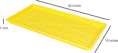 SUNPACK 10" x 20" Heavy Duty Mesh Plastic Seed Starting Tray, Yellow, 1" (Pack of 30) - Ensures Water Drainage and Aeration, Perfect for Greenhouses or Indoor Gardening