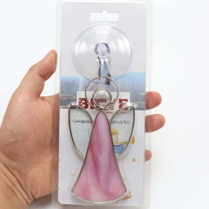 Bieye W10103 3PCS Tiffany Style Stained Glass Window Hangings for Home Decor (Angel)