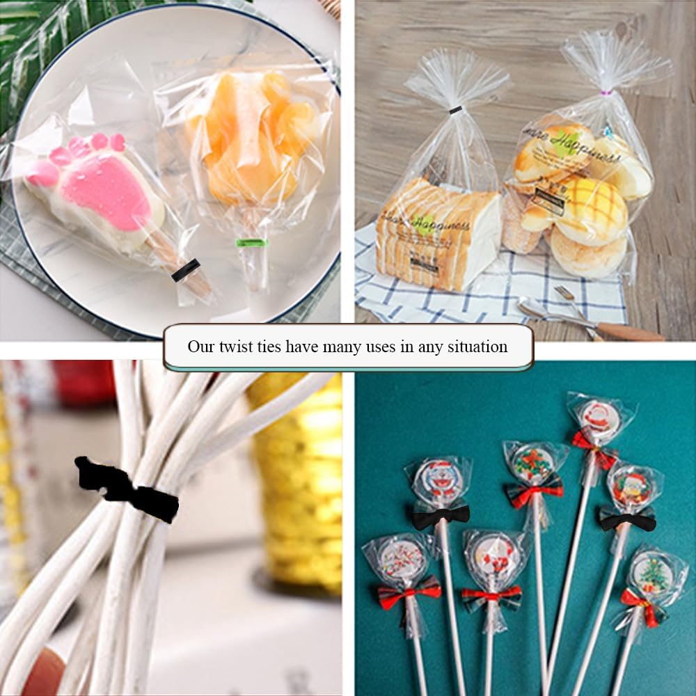 HAHIYO 350Yards/1050Feet/320M Black Metal Twist Ties for Bread Candy Coffee Plant Garden Cellophane Treat Bags Gift Wrapping Plastic Halloween Party Cake and Craft Projects