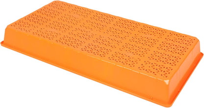 SUNPACK 10" x 20" Heavy Duty Mesh Plastic Seed Starting Tray, Orange, 2.3" (Pack of 10) - Ensures Water Drainage and Aeration, Perfect for Greenhouses or Indoor Gardening