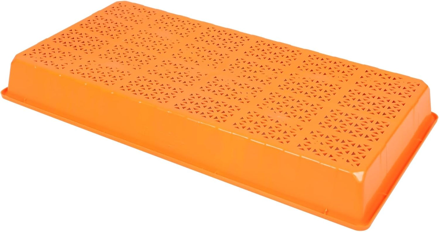 SUNPACK 10" x 20" Heavy Duty Mesh Plastic Seed Starting Tray, Orange, 2.3" (Pack of 30) - Ensures Water Drainage and Aeration, Perfect for Greenhouses or Indoor Gardening