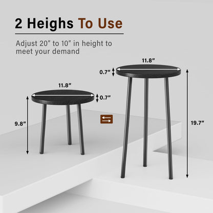 Plant Stand Indoor 2 Pack: Corner Wood 20 Inch Plant Stand Mid Century Modern Decor - Small Round Plant Table for Indoor Plants - Outdoor Plant Holder for Patio Living Room Bathroom Office (Black)