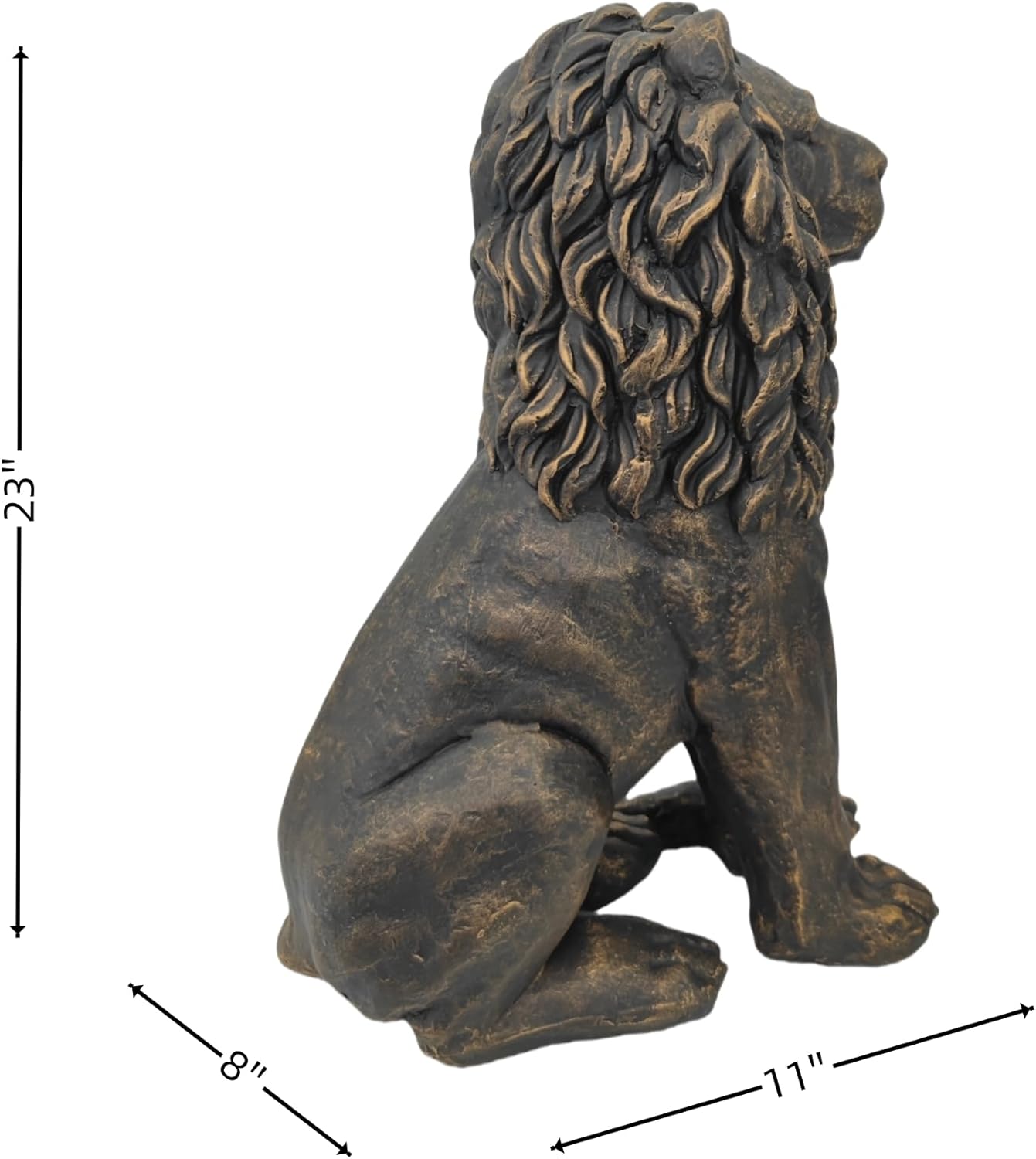 Lion Statue Majestic Sitting Lion Sculpture Guardian Lion for Outdoor Garden Patio Yard and Lawn Decor in Antique Bronze 23'' High