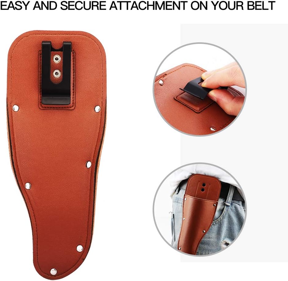 Housolution Garden Pruner Sheath, Pruner Tool Holster, Premium PU Leather Holster Protective Case Cover Scabbard for Gardening Pruning Shears Scissor - Brown