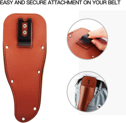 Housolution Garden Pruner Sheath, Pruner Tool Holster, Premium PU Leather Holster Protective Case Cover Scabbard for Gardening Pruning Shears Scissor - Brown