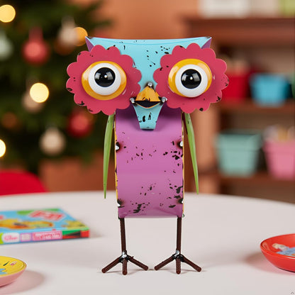 Metal Owl Statue Outdoor Garden Decor-Yard Art Gift, Funny Owl Sculpture for Patio, Lawn, Backyard- Indoor Figurine for Birthday, Housewarming, Christmas
