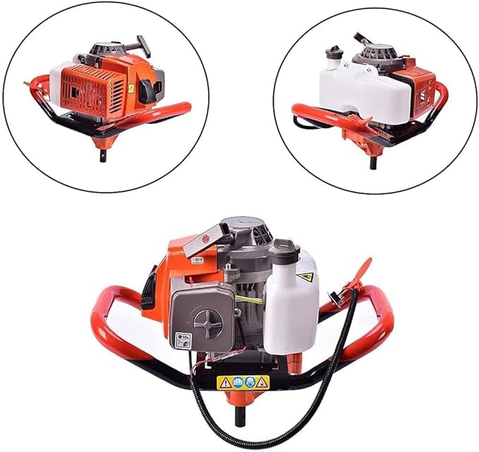 85cc Post Hole Digger 2-Stroke Petrol Gas Powered Earth Digger with 2 Extension Rods （12" & 20"）+ 3 Auger Drill Bits (4" 6" & 8") for Farm Garden Plant