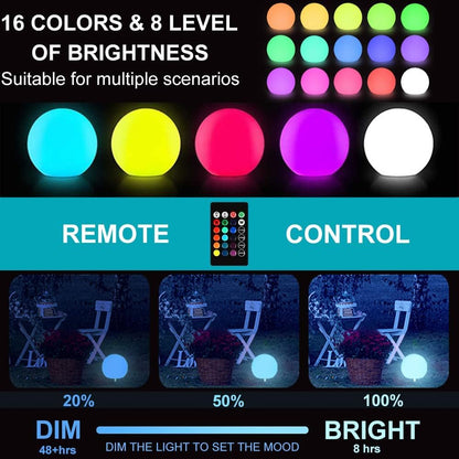 8-in Solar Glowing Globe Light, 16 Colors Changing Solar Garden Ball Lamp, Auto-On/Off Glow Orb Light W/Remote, Waterproof Landscape Lighting Globe W/Ground Stake for Yard Patio Lawn Outside Decor