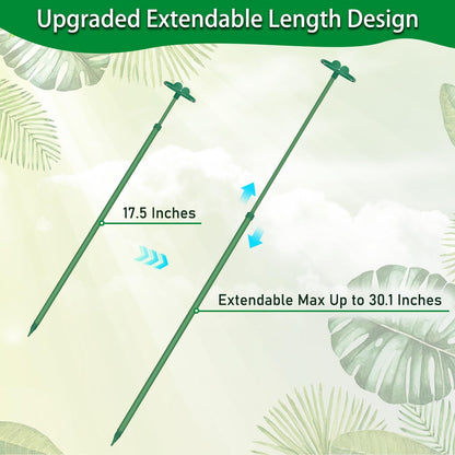 Extendable Plant Stakes, Length Scalable from 17.5IN to 30.1IN Plant Support Stake, Orchid Sticks with Clips for Indoor Outdoor,Garden Stakes for Plant,Tomato,Vegetables,Monstera,Vine - 7Pack