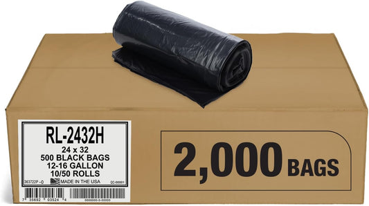 Aluf Plastics T-Tough Roll Pack Low Density Repro Blend Star Seal Coreless Rolls Bag, 12-16 Gallon