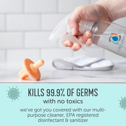 Force of Nature Multi-Purpose Cleaner, Disinfectant & Deodorizer Year Supply Bundle - Reusable Bottle, 50 Refills - EPA Registered, Toxin-Free, All-Purpose Natural Cleaning Supplies