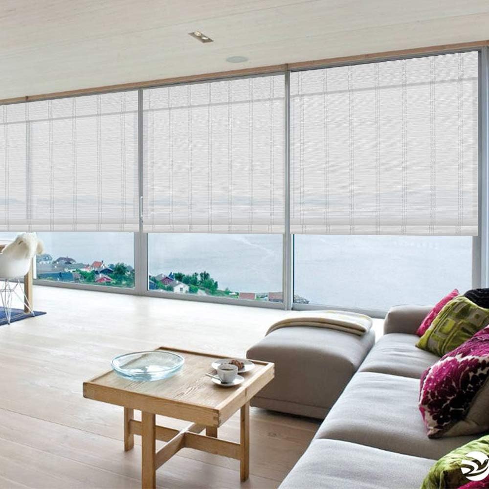 LETAU Wood Window Roman Shades, Bamboo Light Filtering Window Blinds for Indoor Home, Office, Kitchen, Pattern 2